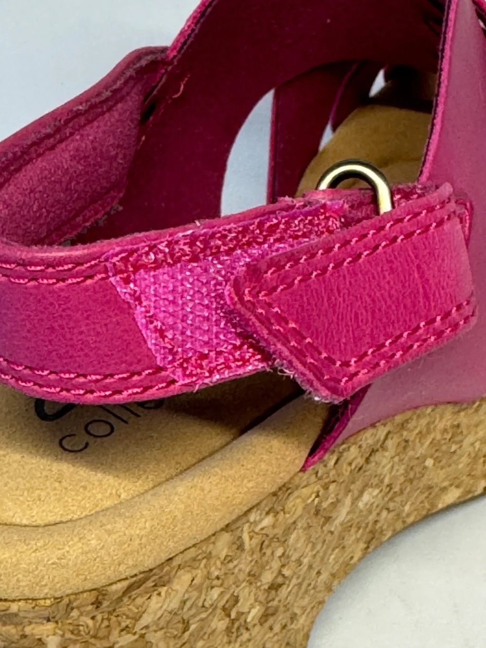 Clarks Pink Leather Wedge Sandals Cork Heel Size 6 Comfort Slingback NWOB
